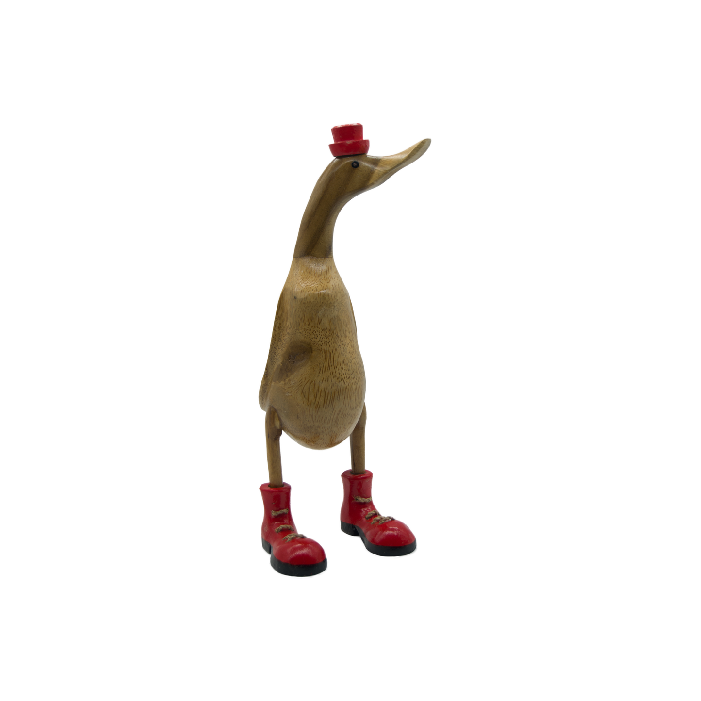 A Duck Wooden With Red Hat And Boots