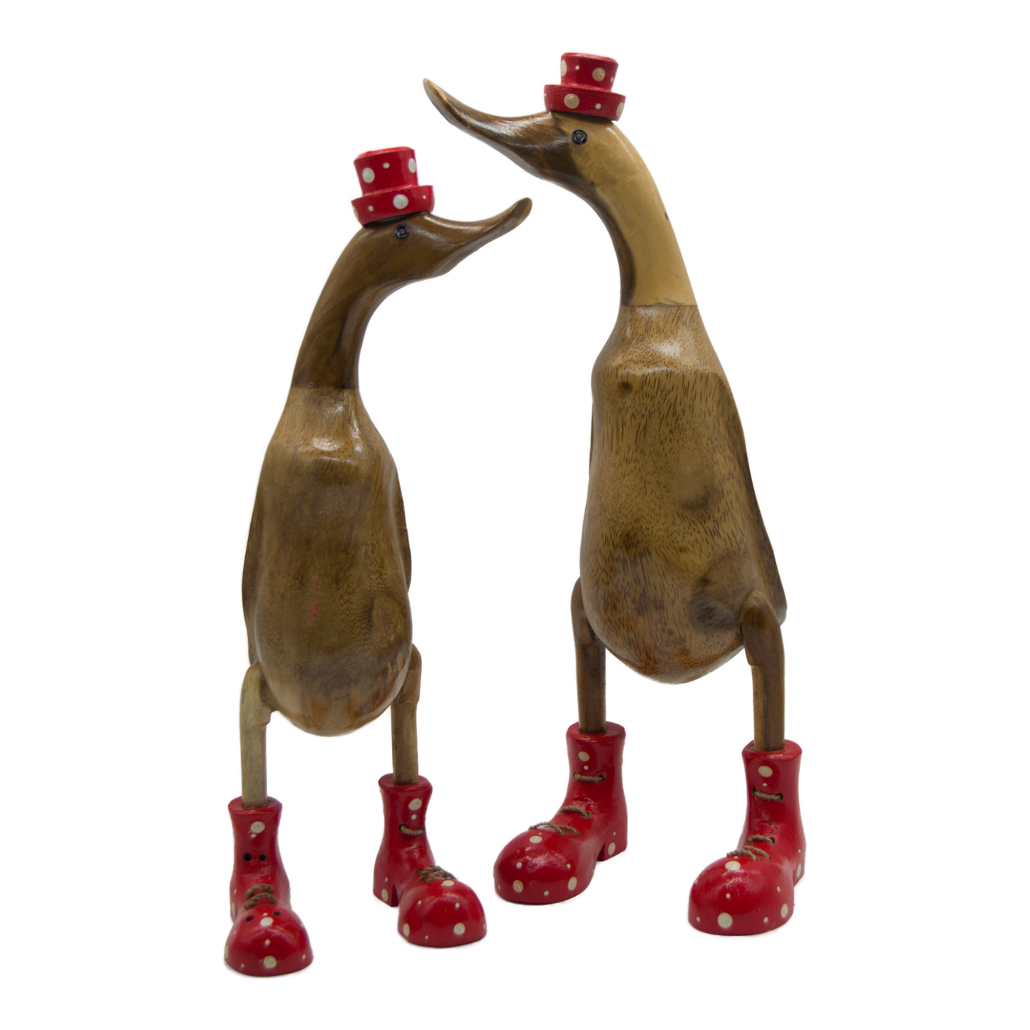 A Duck Wooden With Red Hat And Boots