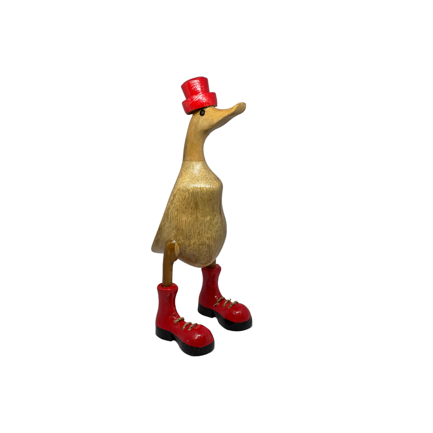 A Duck Wooden With Red Hat And Boots