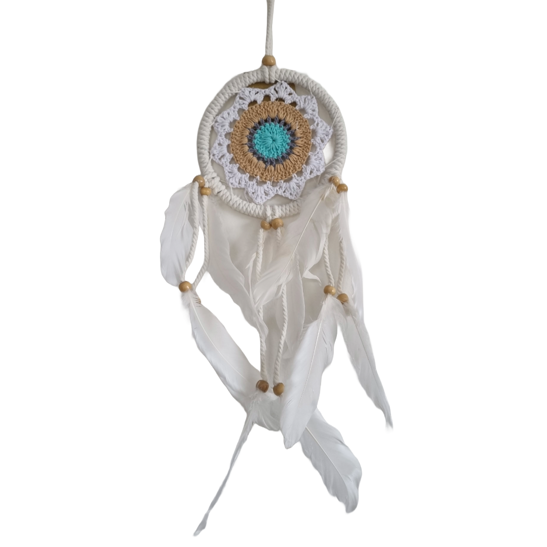 Macramé Dream Catcher – Cotton & Feather 9cm