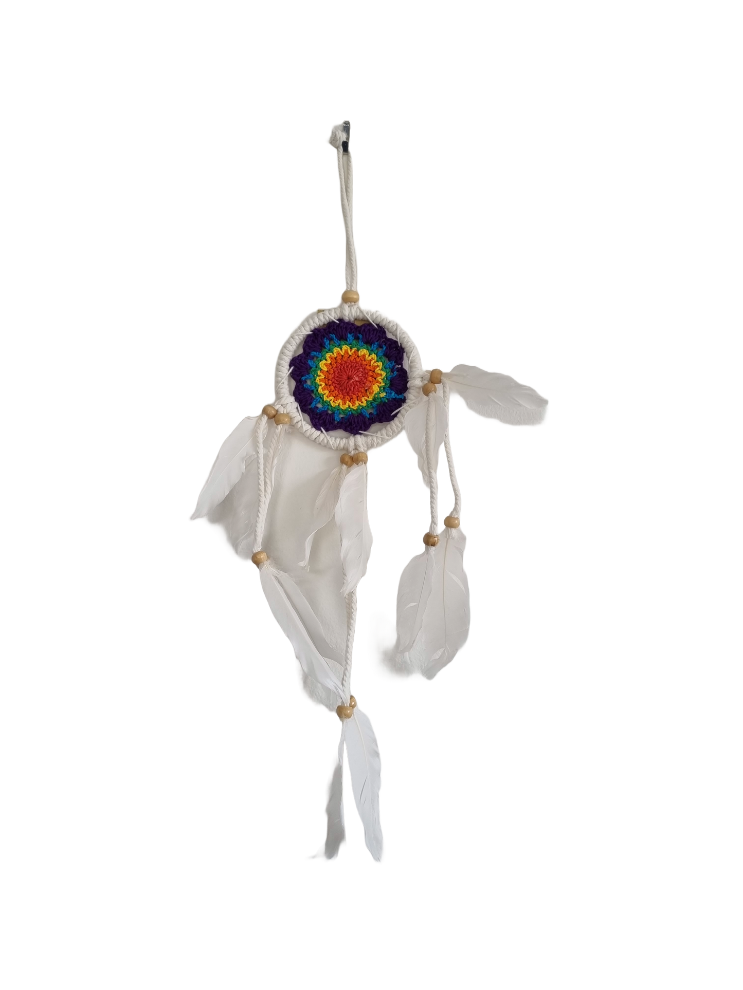 Macramé Dream Catcher – Cotton & Feather 9cm
