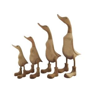 A Bamboo And Teak Duck With Boots Ready To Paint 30cm