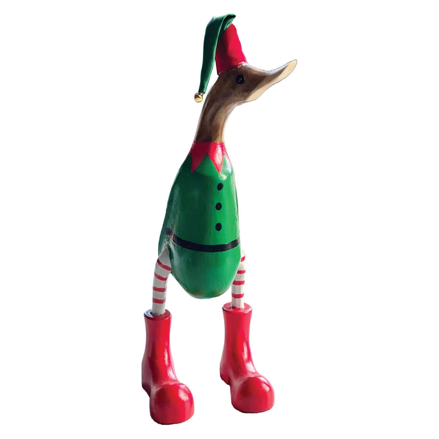 Duck Wooden Red And Green Elf Santa Coat