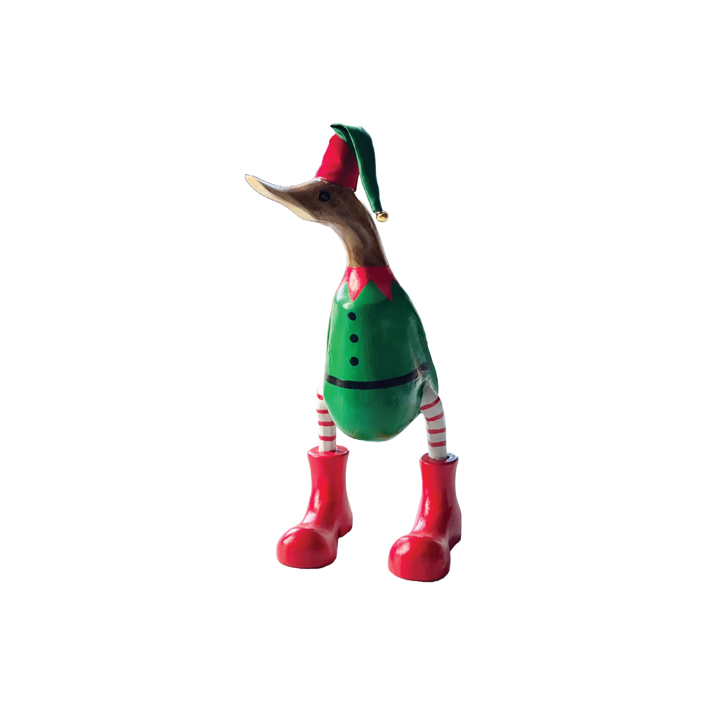 Duck Wooden Red And Green Elf Santa Coat