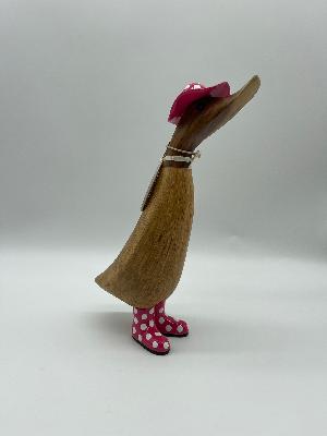 Dcuk Wooden With Spotty Hat And Spotty Welly Boots 18cm.