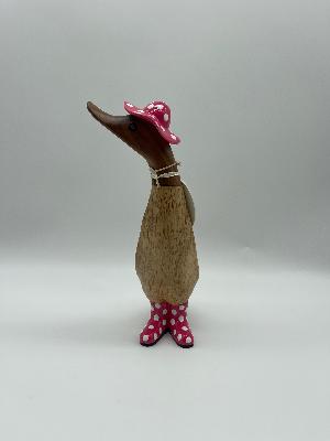 Dcuk Wooden With Spotty Hat And Spotty Welly Boots 18cm.