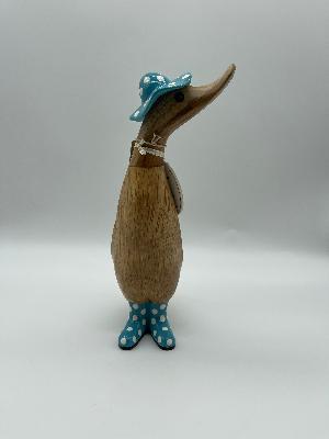 Dcuk Wooden With Spotty Hat And Spotty Welly Boots 18cm.