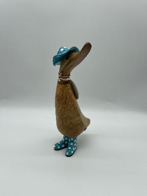 Dcuk Wooden With Spotty Hat And Spotty Welly Boots 18cm.