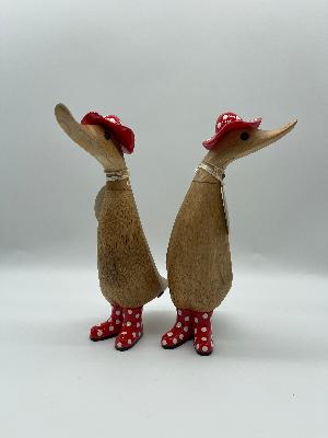 Dcuk Wooden With Spotty Hat And Spotty Welly Boots 18cm.