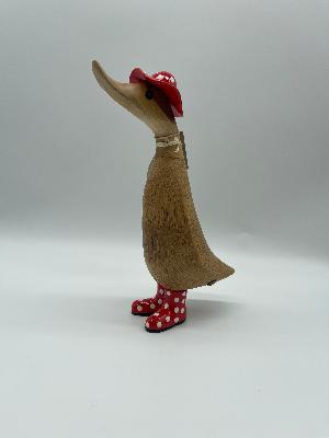 Dcuk Wooden With Spotty Hat And Spotty Welly Boots 18cm.