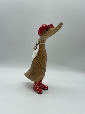 Dcuk Wooden With Spotty Hat And Spotty Welly Boots 18cm.