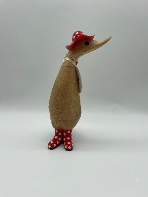 Dcuk Wooden With Spotty Hat And Spotty Welly Boots 18cm.