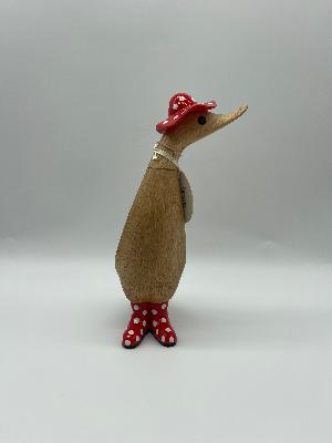 Dcuk Wooden With Spotty Hat And Spotty Welly Boots 18cm.