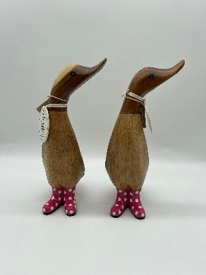 Dcuk Wooden With Spotty Coloured Welly Boots 18cm
