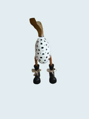 Duck Wooden Stone Rock With Black Boots