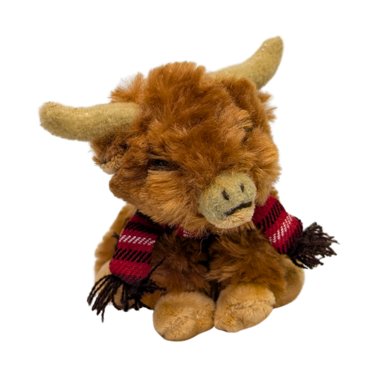 Hamish the Highland Cow Keyring Red Scarf Tan
