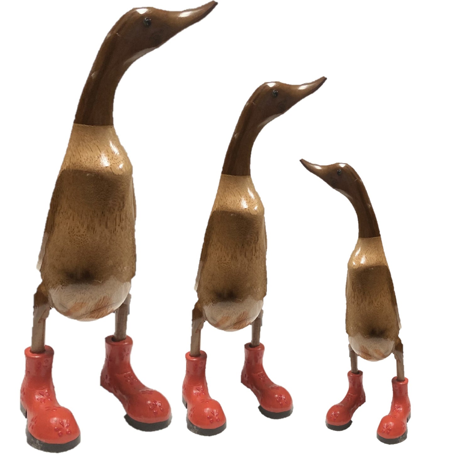 A Wooden Duck With Orange Boots 35cm