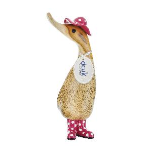 Dcuk Wooden With Spotty Hat And Spotty Welly Boots 18cm.