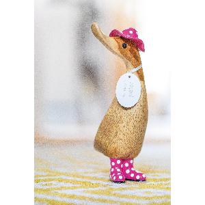 Dcuk Wooden With Spotty Hat And Spotty Welly Boots 18cm.