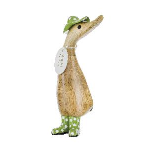 Dcuk Wooden With Spotty Hat And Spotty Welly Boots 18cm.