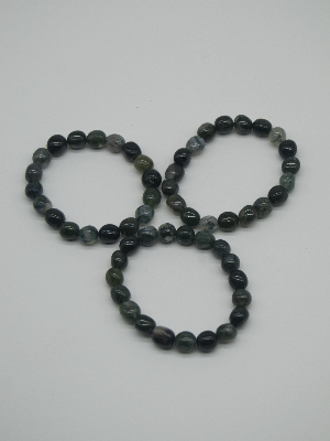 Bracelet : Tumbled Stones Green Moss Agate