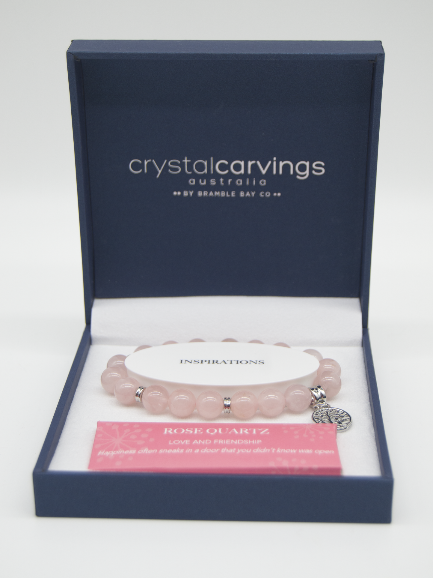 Rose Quartz Tree of Life Inspiration Boxed Charm Bracelet