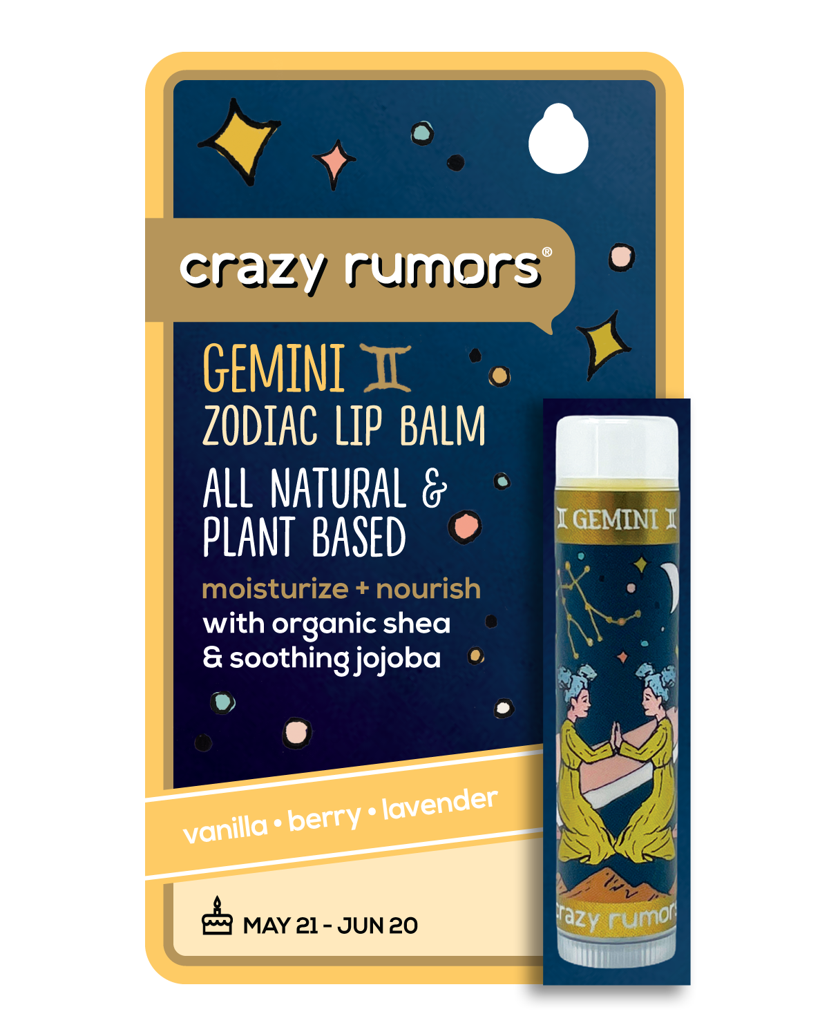 Crazy Rumors -Gemini, Zodiac Lip Balm