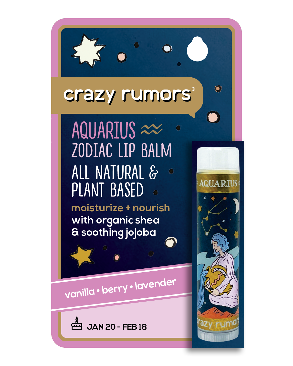 Crazy Rumors - Aquarius, Zodiac Lip Balm