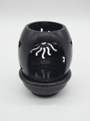 Carved Jali SS Oil burner Black H