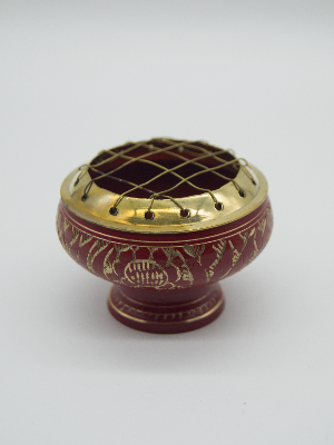 Brass incense burner in red colour