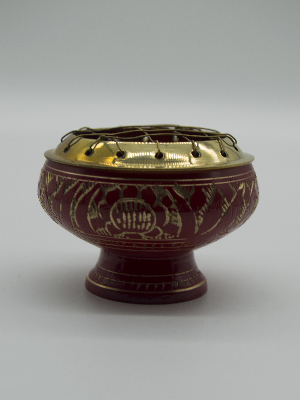 Brass incense burner in red colour