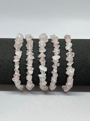 Bracelet : Tumbled Stones Rose Quartz Chips