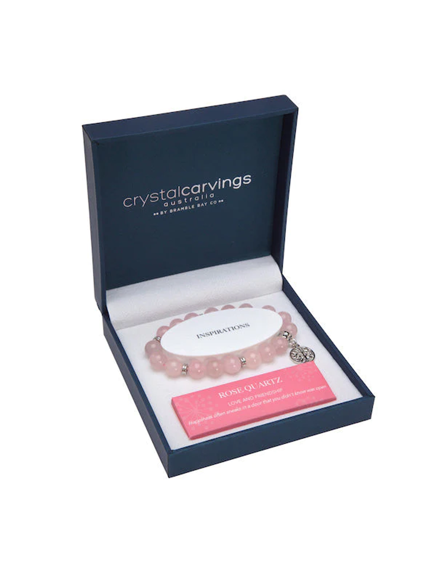 Rose Quartz Tree of Life Inspiration Boxed Charm Bracelet