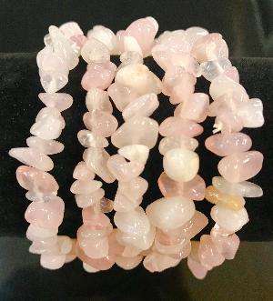 Bracelet : Tumbled Stones Rose Quartz Chips