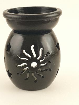 Carved Jali SS Oil burner Black H