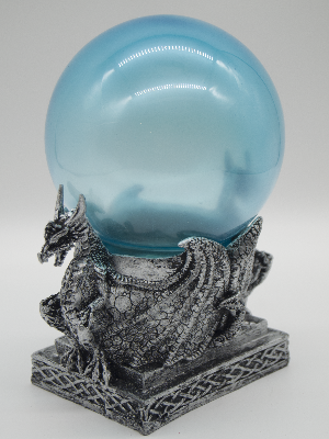 Silver Dragon With Light Up Blue Ball