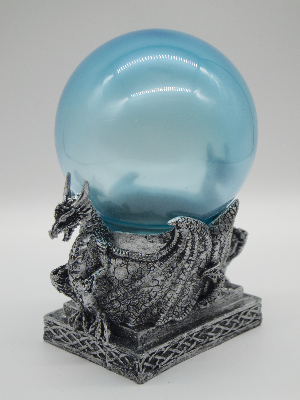 Silver Dragon With Light Up Blue Ball