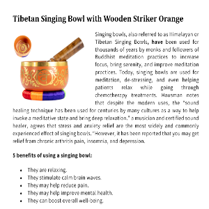 Tibetan Singing Bowl With Wooden Striker Orange 13cm Diameter