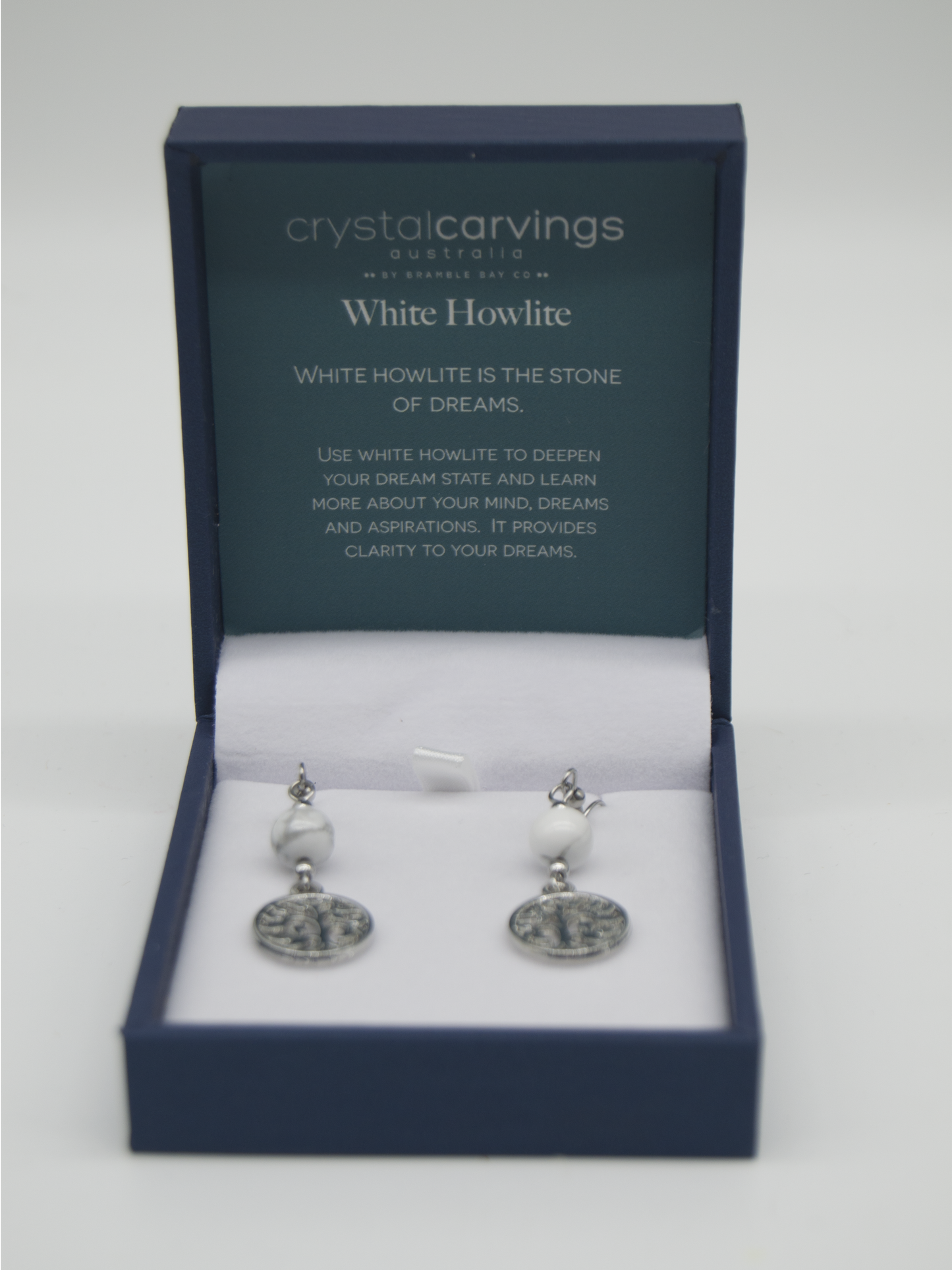 White Howlite Tree of Life Ear Rings