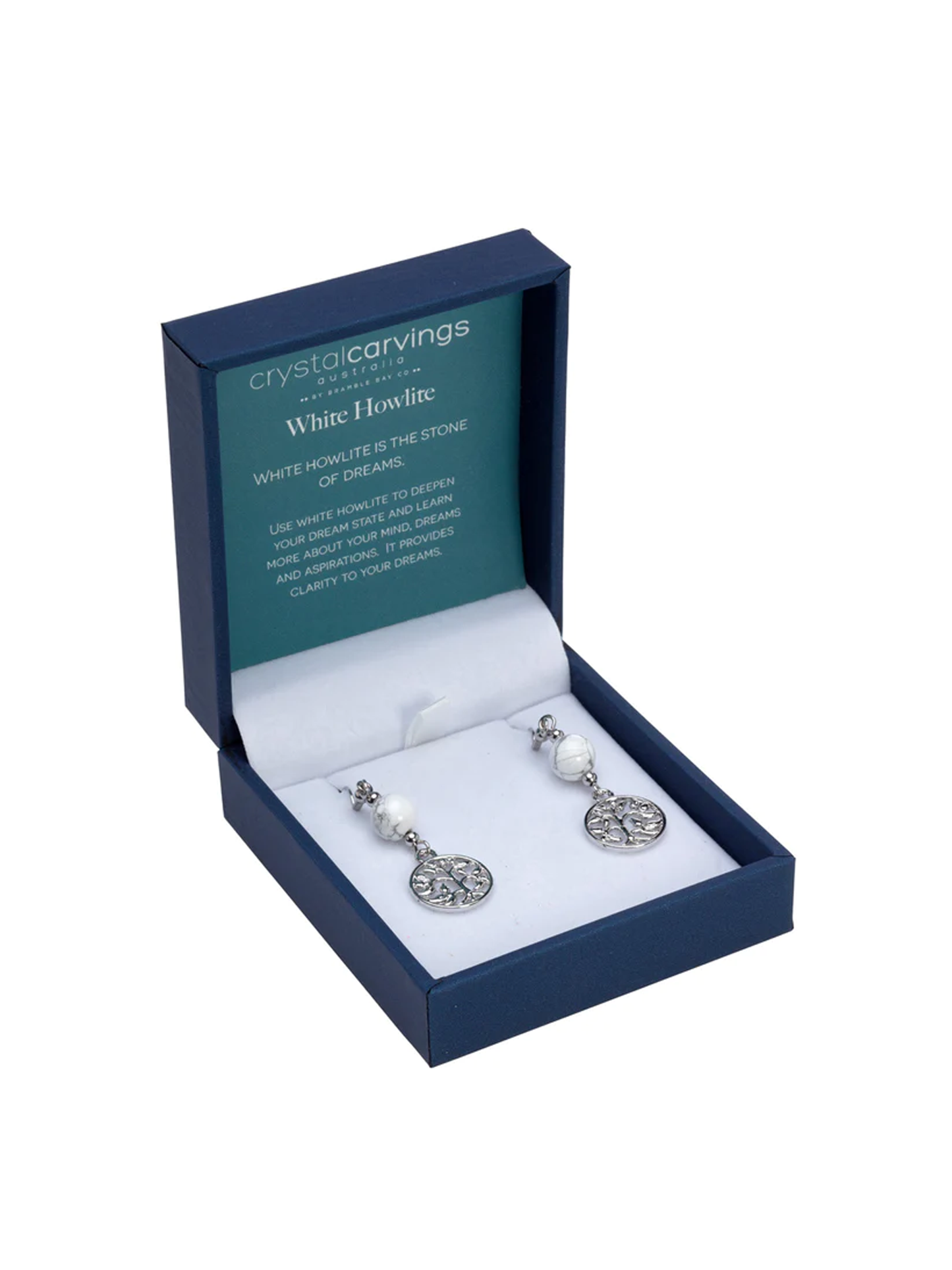 White Howlite Tree of Life Ear Rings