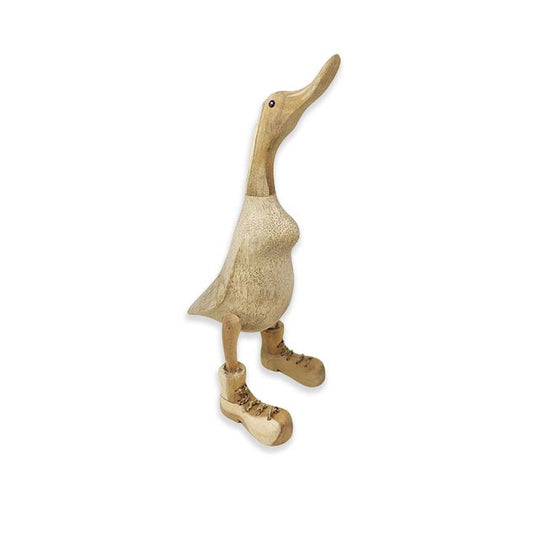 A Duck Wooden With Boots  And Laces Ready To Paint