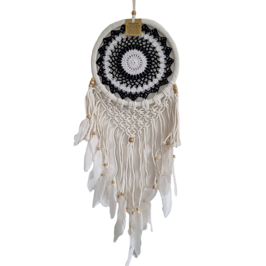 Macramé Dream Catcher – Cotton & Feather 21cm