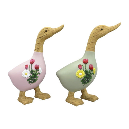 Standing Duck With Floral Designs 22cm