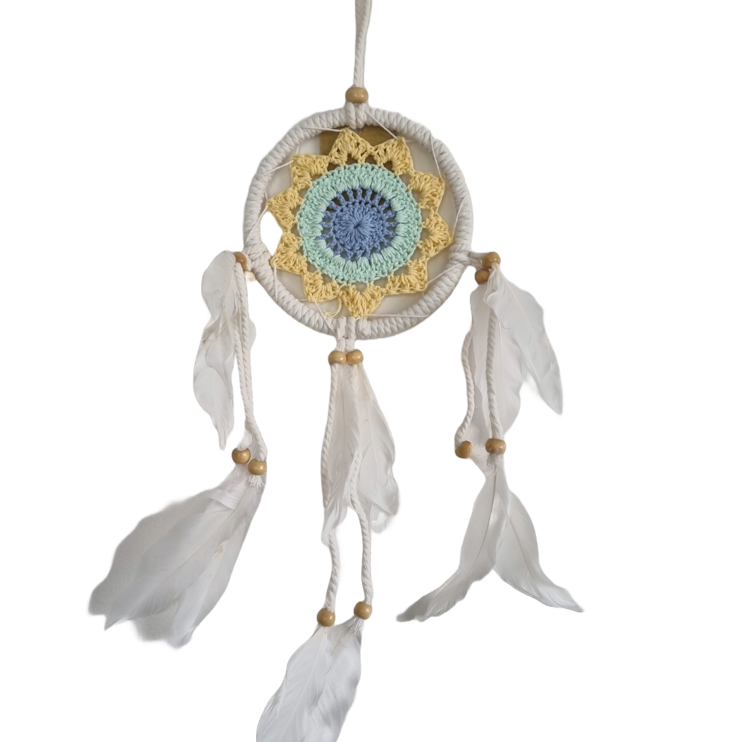 Macramé Dream Catcher – Cotton & Feather 9cm