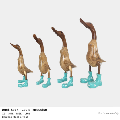 Bamboo And Teak  Ducks Louis Turquoise Boots