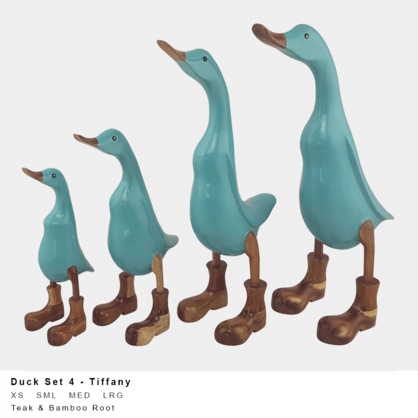 Bamboo And Teak Ducks Tiffany Turquoise