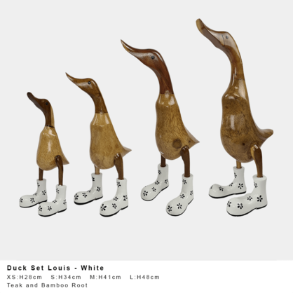 Bamboo And Teak Duck With White Flower  Boots