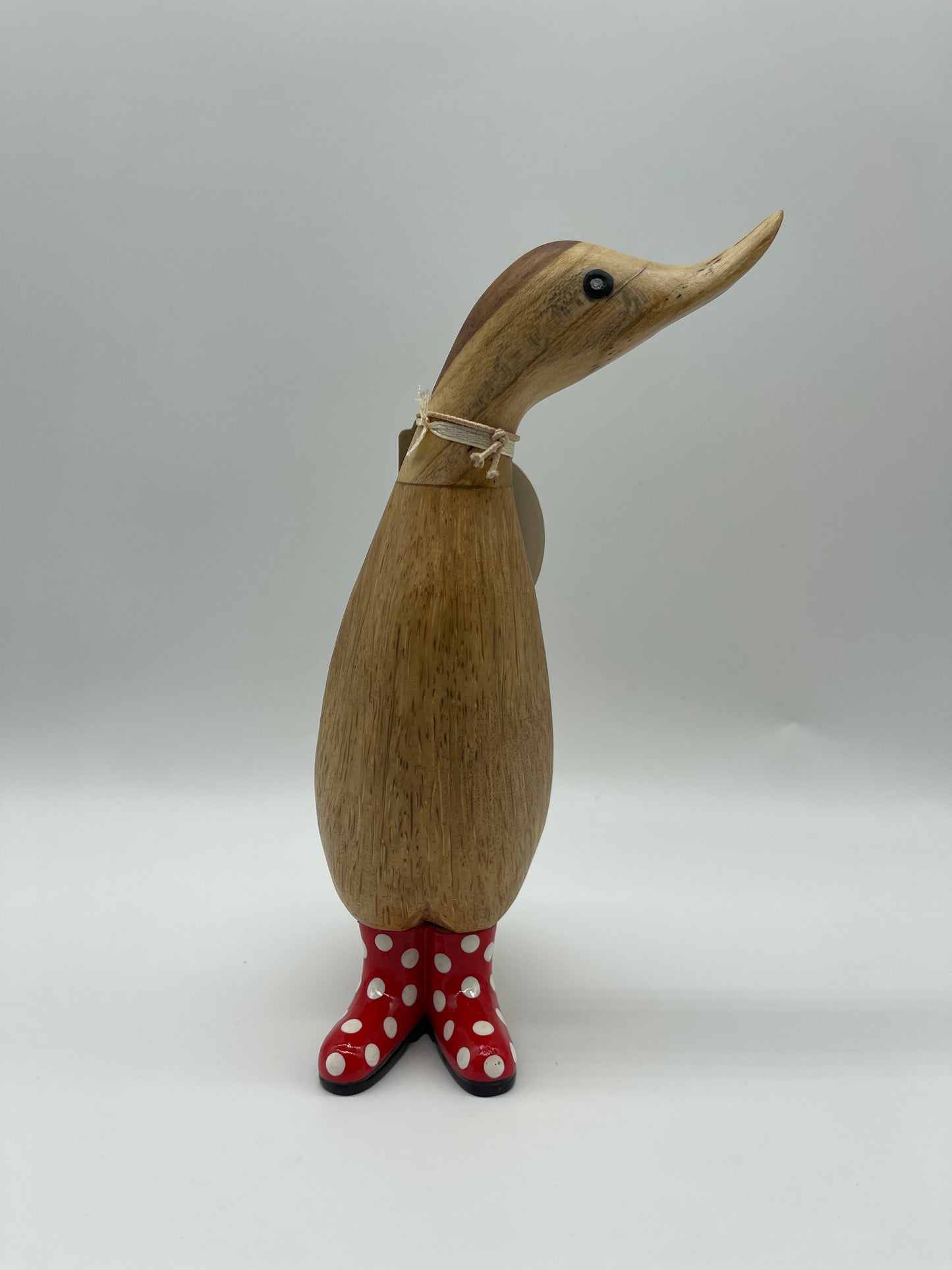 Duck Wooden With Spotty Coloured  Welly Boots 30cm
