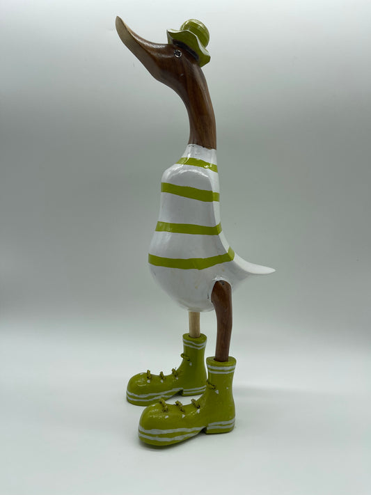 Duck Wooden With  Stripes Boots And Hat