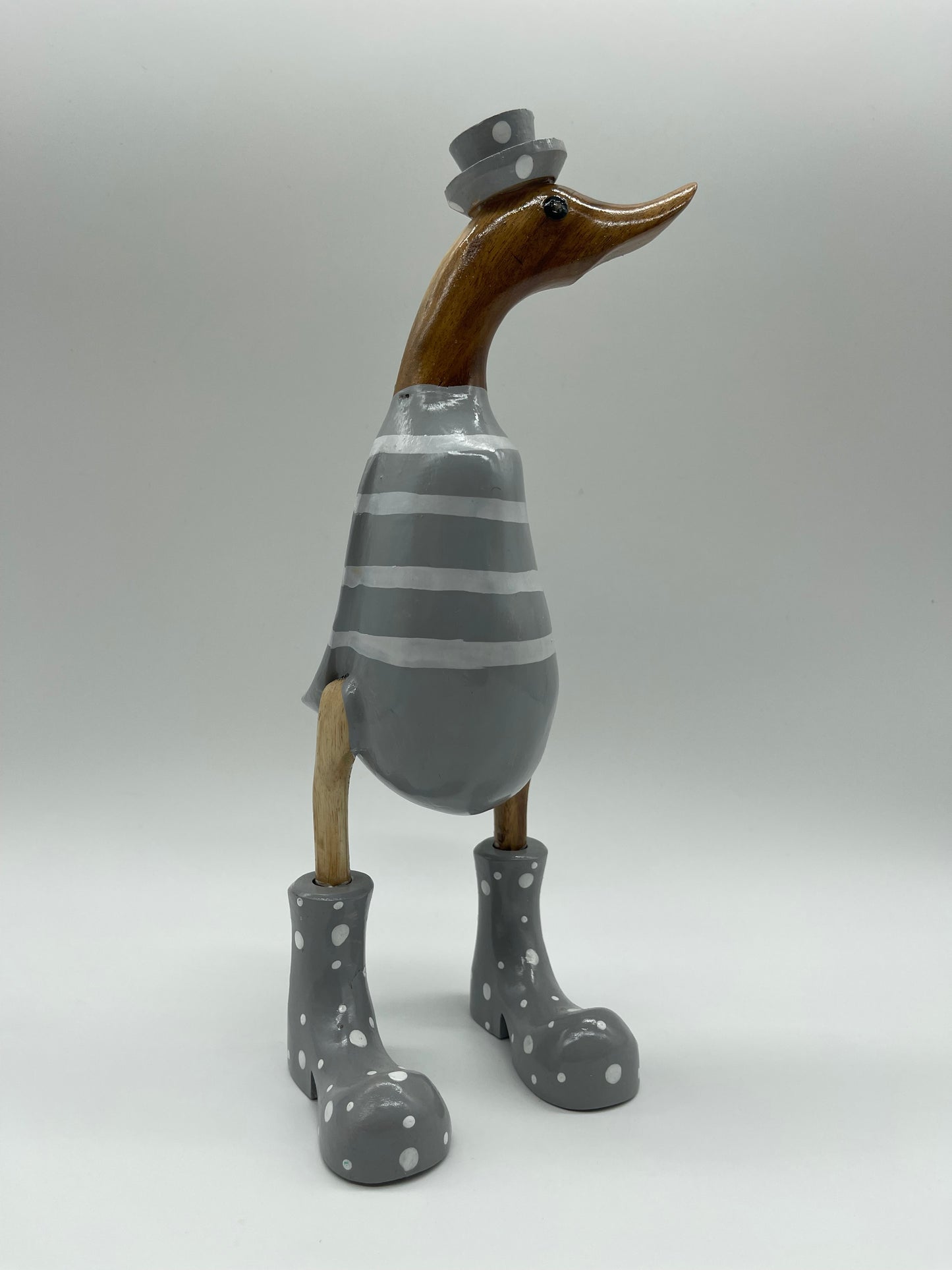 Duck Wooden With  Stripes Boots And Hat